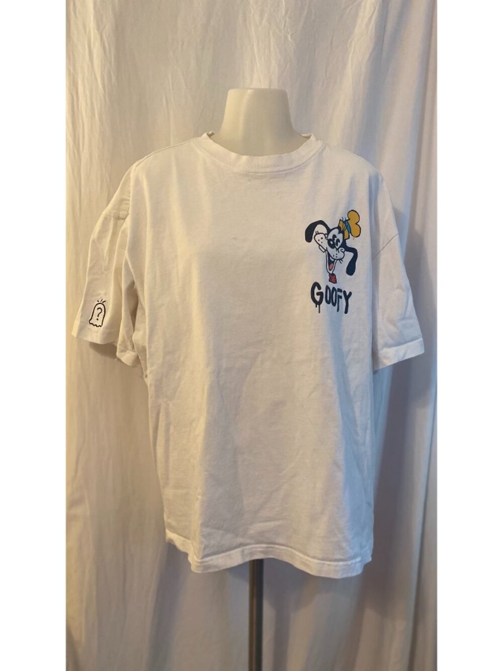 Disney 100 x H&M Trevor Andrew Goofy Graphic White Men's T-Shirt Size L